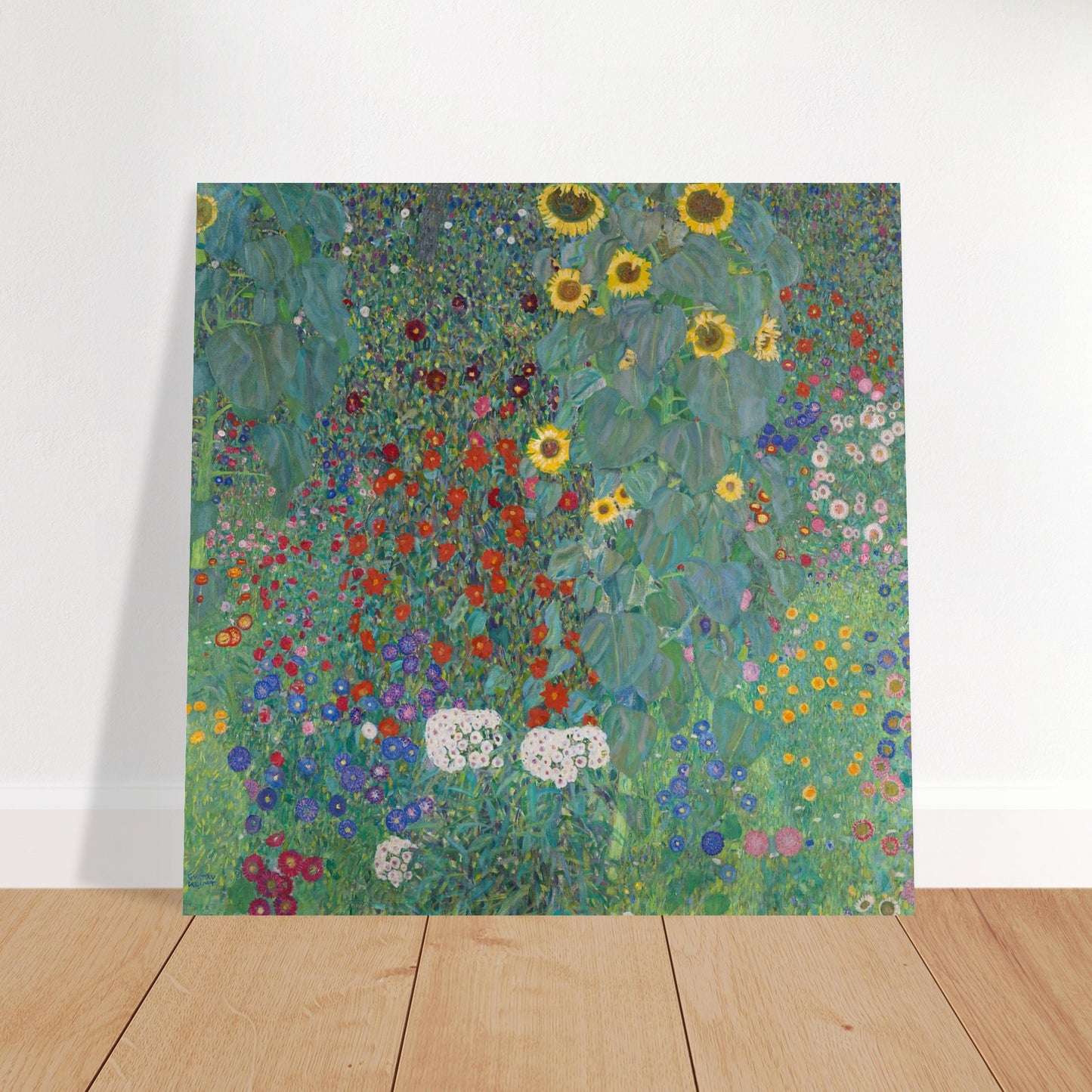 GUSTAV KLIMT - COTTAGE GARDEN WITH SUNFLOWERS (1907) - POSTER 12'' x 12''