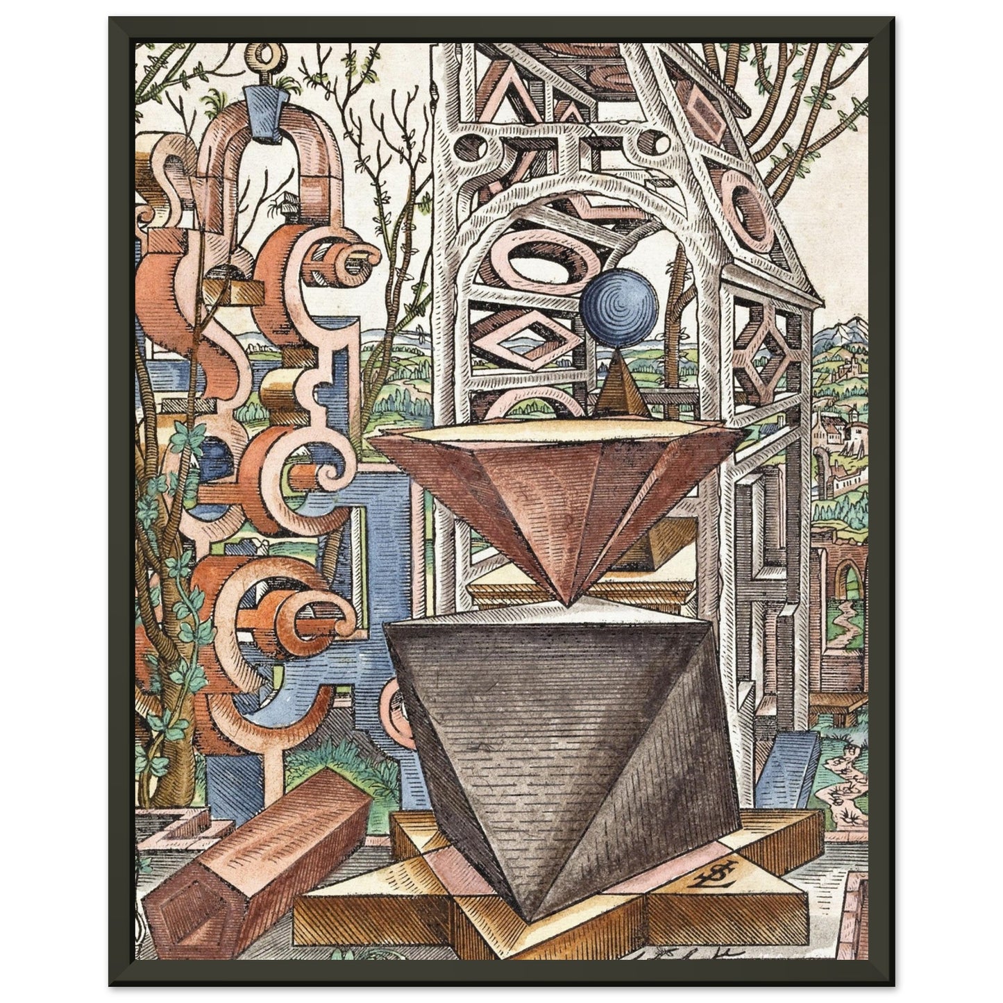 LORENZ STOER - GEOMETRIA et PERSPECTIVA Pl 03 (1567) - MATTE POSTER IN METAL FRAME