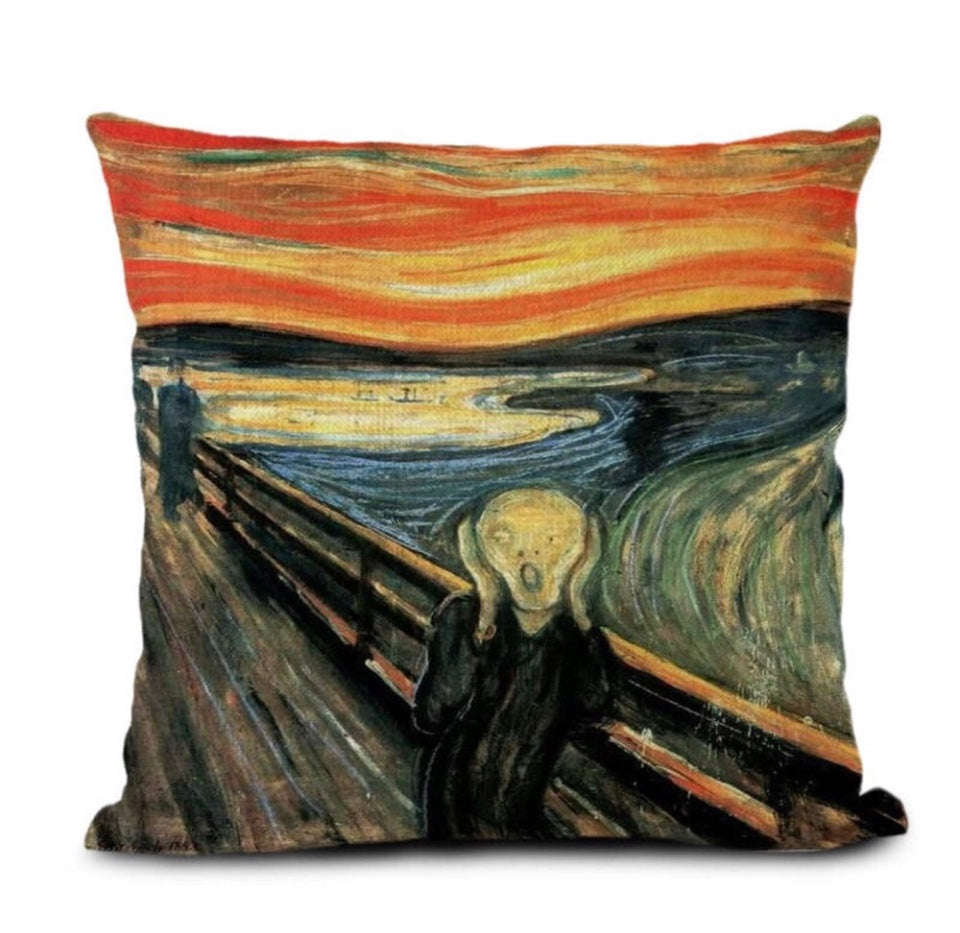 Edvard Munch, art, pillow, EDVARD MUNCH - THE SCREAM - PILLOW COVER